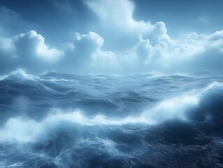 Fototapeta premium Dramatic Ocean Waves Under a Cloudy Sky