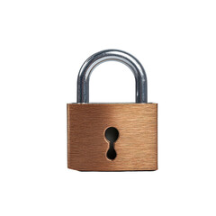 Naklejka premium Bronze padlock with keyhole on isolated background. transparent background