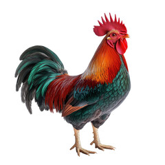 Fototapeta premium Vibrant rooster standing proudly.. transparent background