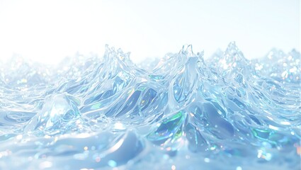 Fototapeta premium Translucent crystalline shards reflecting light in void