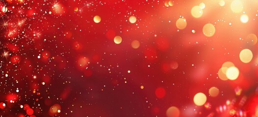 Red Festive Background With Sparkling Lights And Bokeh