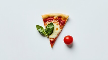 wallpaper showing basic pizza ingredients like a wedge of mozzarella cheese, a few fresh basil leaves, and some ripe tomatoes. on a white background.