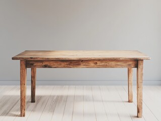 Rustic Wooden Table in Minimalist Room Setting A Simple Elegant Farmhouse Style Interior Design Photography