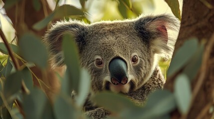 Obraz premium Adorable Koala in Eucalyptus Tree