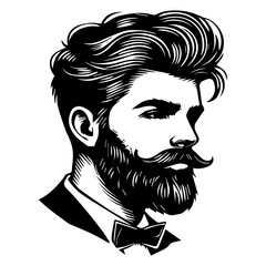 Barber shop style logo. The man with the haircut is the undercard. EPS vector graphics.