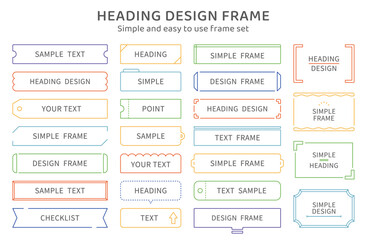 シンプル　フレーム　枠　セット　線　飾り　装飾　見出し　あしらい　デザイン　素材　飾り罫　イラスト