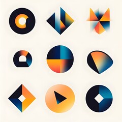 a collection of minimalist vector logos, timeless logos, simple shapes and lines, no text, white background