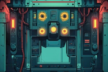 Fototapeta premium Playful Robotic Assembler in Cartoonish Vector Style