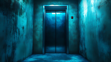 Obraz premium Abandoned lift shaft with faint whispers echoing in the darkness, echo, void, abandoned. Whispering. Illustration