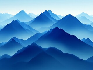 Fototapeta premium Serene Blue Mountainscape Under a Hazy Sky
