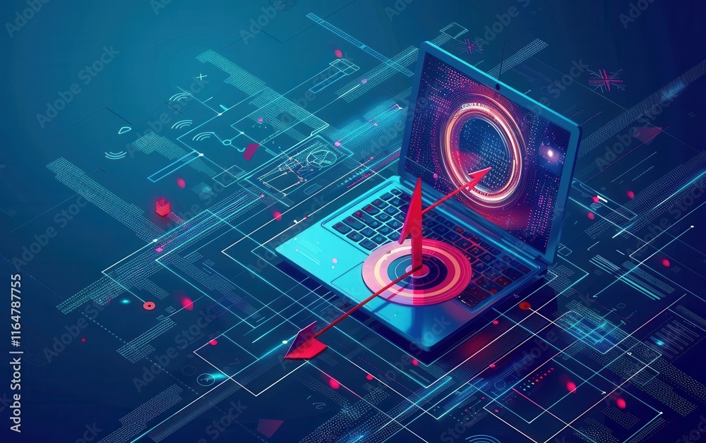 Poster Digital Arrow Targeting Laptop Screen Data