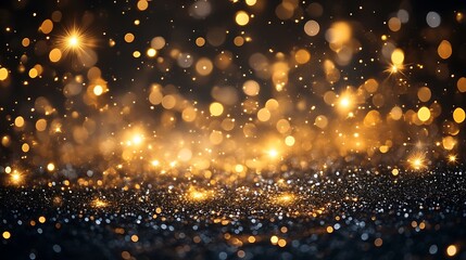 Naklejka premium Sparkling Gold and Black Glitter Background