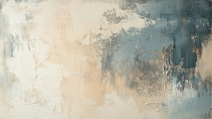 abstract hand painted background, wallpaper, texture, closeup. Fragment of liquid acrylic painting in gray, beige and blue on canvas. Modern Art. 