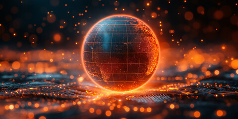 Fototapeta premium Abstract digital background, earth in digital space