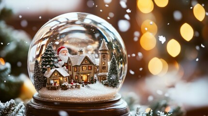 Snowy Christmas Village Miniature Inside a Glass Globe