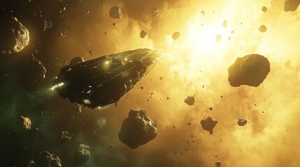 Spaceship Navigating an Asteroid Field