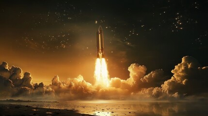 Spacecraft Launch at Dawn