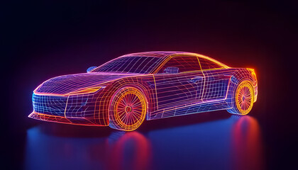 Naklejka premium Computer generated image of blue, luxury sports car