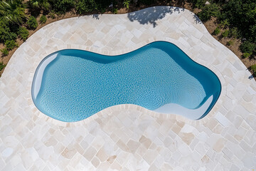 Aerial View of Freeform Swimming Pool and Flagstone Patio