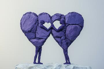 Purple Stone Figures Intertwined in Heart Shapes