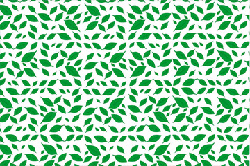 Green leaves seamless pattern. Botanical floral leaf pattern. Decorative nature pattern for fabric or wallpaper. Vibrant floral illustration. Flat leaves pattern.