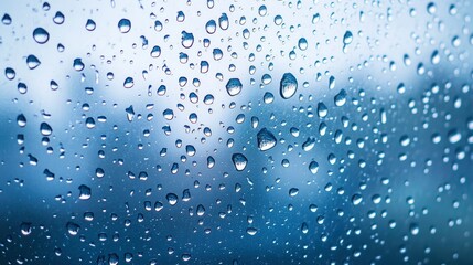close-up, minimalist image of a single droplet of water resting on a window pane, symbolizing the quiet reflection of Blue Monday.