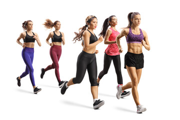 Fototapeta premium Group of young women running a race