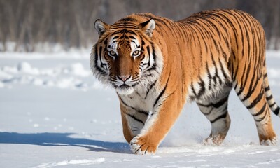 눈밭을 뛰어가는 힘찬 호랑이 맹호