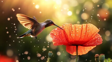 hummingbird and flower