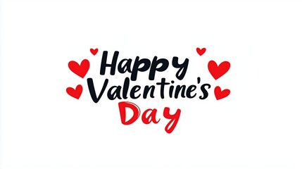 Naklejka premium Happy Valentine’s Day Typography with Red Hearts and Playful Design