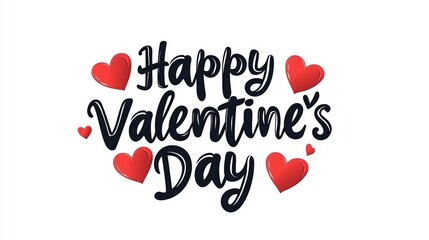 Naklejka premium Happy Valentine's Day text surrounded by red hearts