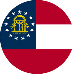 Georgia Circle Flag, Circle Flag of Georgia, USA, Vector Images