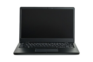 Compact black laptop with foldable keyboard isolated