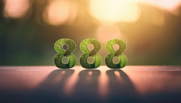Green Number 888 Representing Prosperity and Abundance