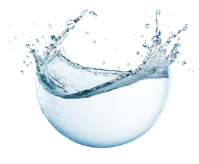 High-Quality PNG water splash in a semicircle on white background