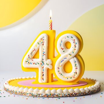 birthday cake with candles. Happy birthday 48 years old 