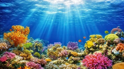 Fototapeta premium Artistic Exploration of Coral Reefs in Sunlight