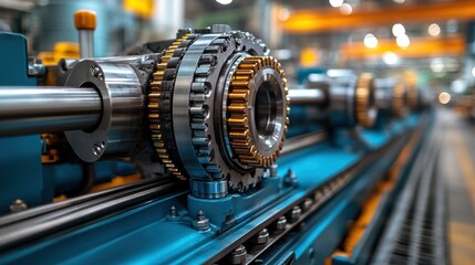 Obraz premium A close-up of industrial machinery showcasing gears and precision engineering.
