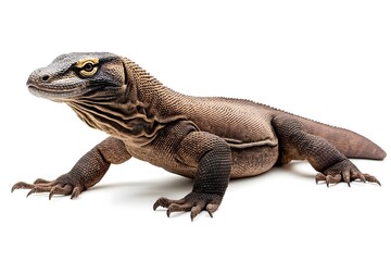 Fototapeta premium Komodo Dragon Isolated on White Background.