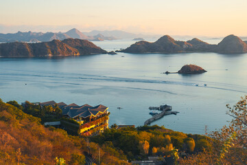 Beautiful view of Sylvia Hill, sunset point spot in Labuhan Bajo, Indonesia
