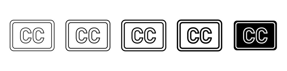 caption icon Simple thin line logo set