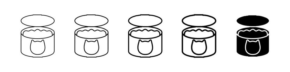 cat food icon Simple thin line logo set