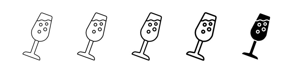 champagne icon Simple thin line logo set
