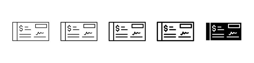 cheque icon Simple thin line logo set