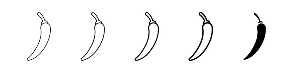 chilli icon Simple thin line logo set