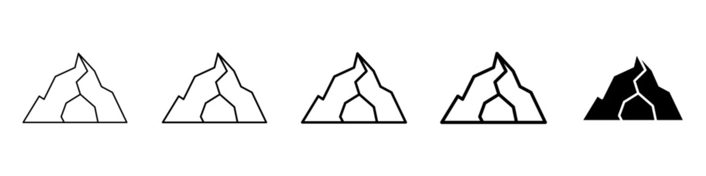 cave icon Simple thin line logo set