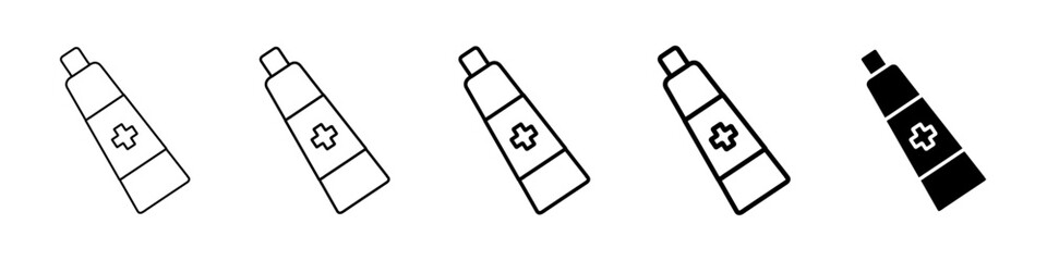 cream tube icon Simple thin line logo set