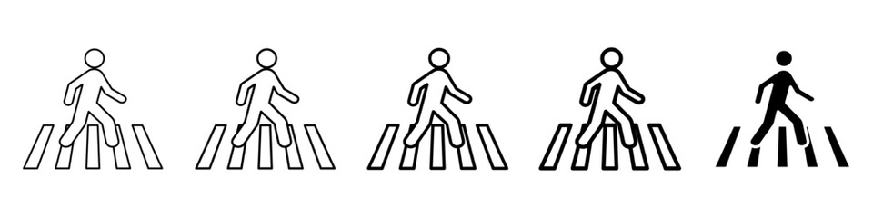 crossing sign icon Simple thin line logo set