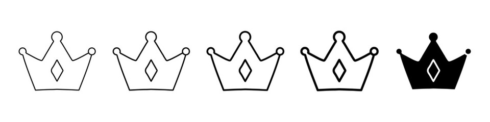 crown icon Simple thin line logo set