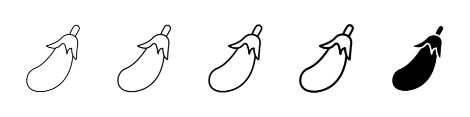 eggplant icon Simple thin line logo set
